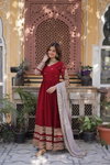 KA 1148 Faux Blooming With Embroidery Work Gown With Dupatta Wholesale Online